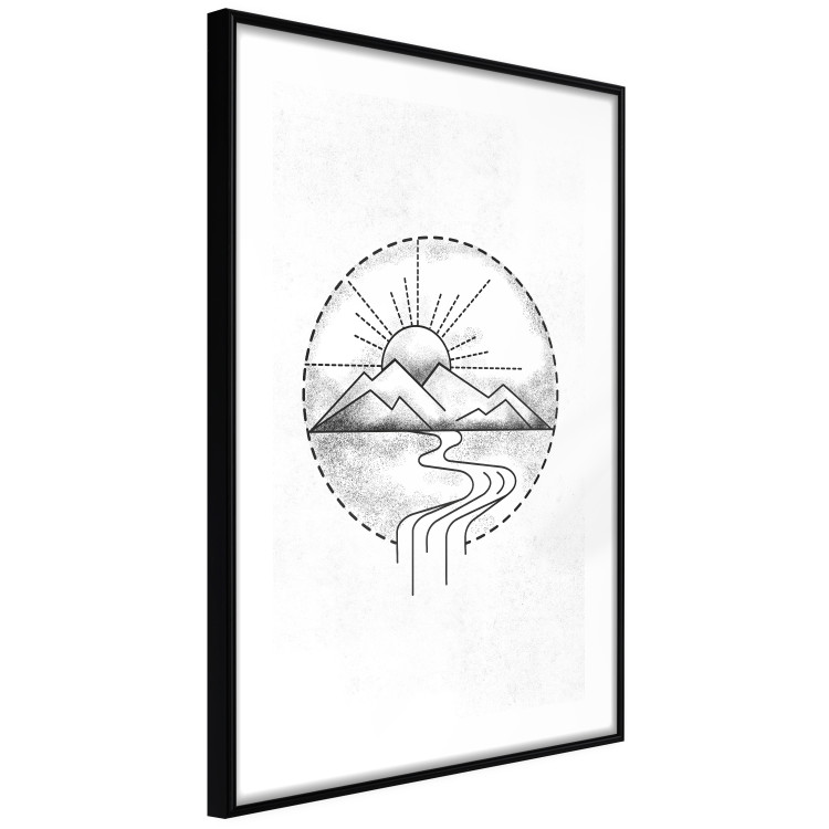 Poster Mountain Sketch - black and white mountain landscape on a solid white background 131912 additionalImage 6