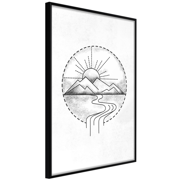 Poster Mountain Sketch - black and white mountain landscape on a solid white background 131912 additionalImage 11