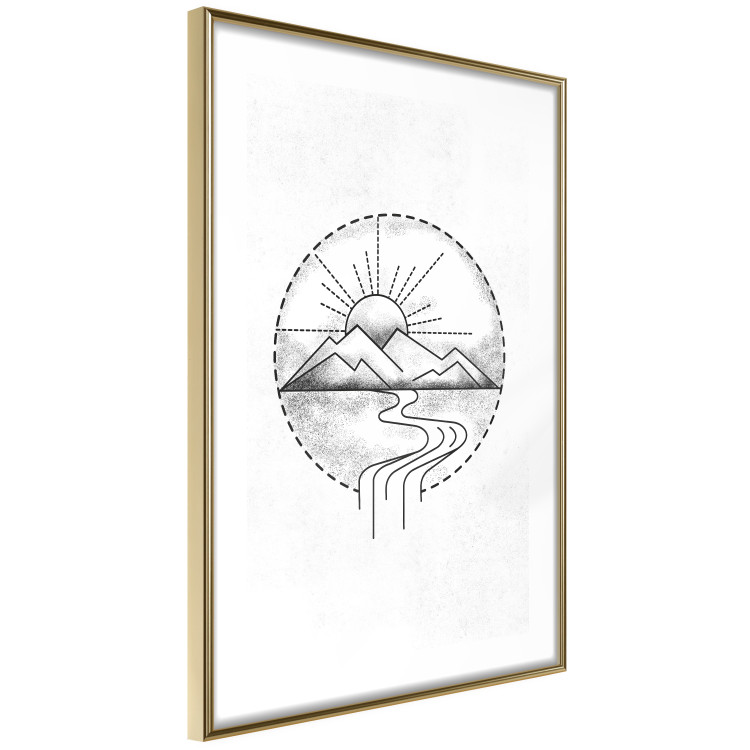 Poster Mountain Sketch - black and white mountain landscape on a solid white background 131912 additionalImage 7