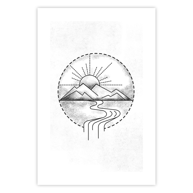 Poster Mountain Sketch - black and white mountain landscape on a solid white background 131912 additionalImage 19