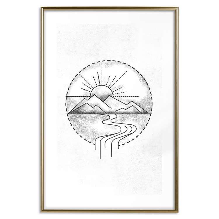 Poster Mountain Sketch - black and white mountain landscape on a solid white background 131912 additionalImage 14