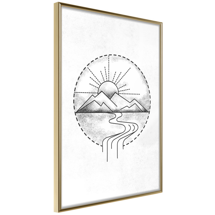 Poster Mountain Sketch - black and white mountain landscape on a solid white background 131912 additionalImage 12
