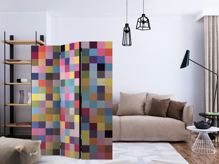 Room Divider Full Spectrum (3-piece) - geometric background with colorful pixels 132712 additionalImage 4