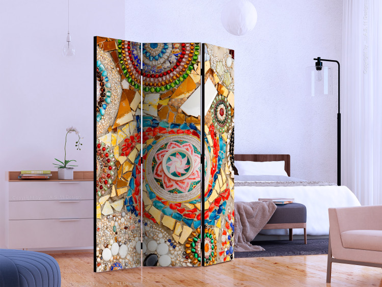 Room Divider Screen Moroccan Mosaic (3-piece) - ethnic pattern with colorful stones 132912 additionalImage 2