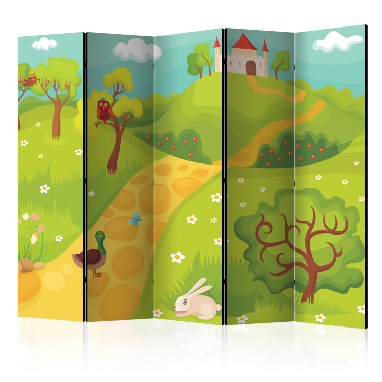 Room Separator Path to the Magical Castle II (5-piece) - cheerful colorful landscape 133012