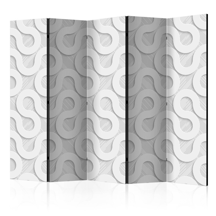 Room Separator Gray Spirals II (5-piece) - unique composition in light pattern 133212