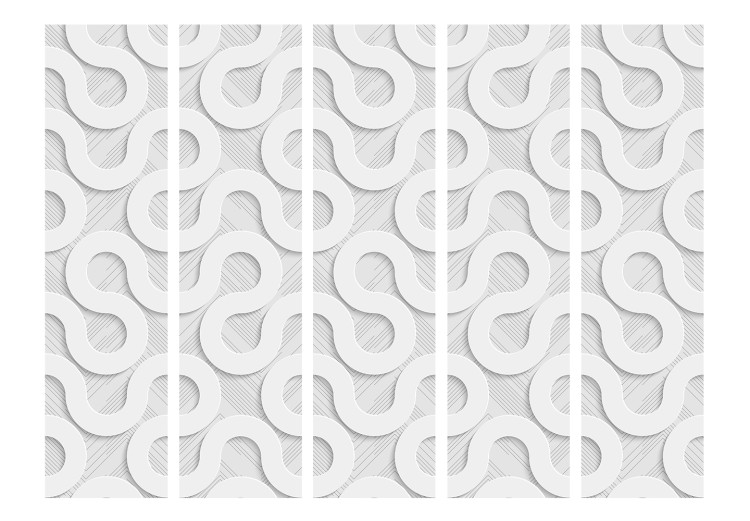 Room Separator Gray Spirals II (5-piece) - unique composition in light pattern 133212 additionalImage 3