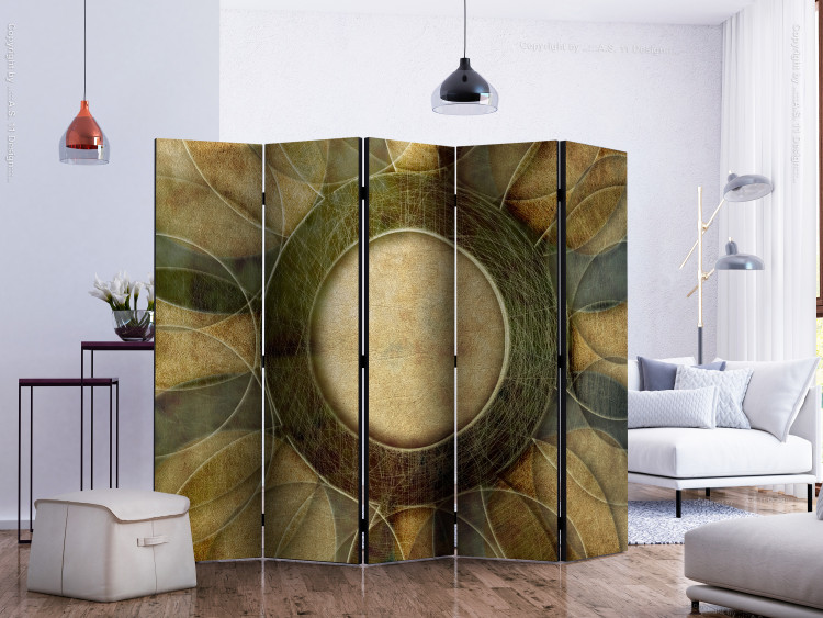 Room Divider Screen Flower - Retro Style II (5-piece) - brown abstraction with Mandala 133412 additionalImage 2