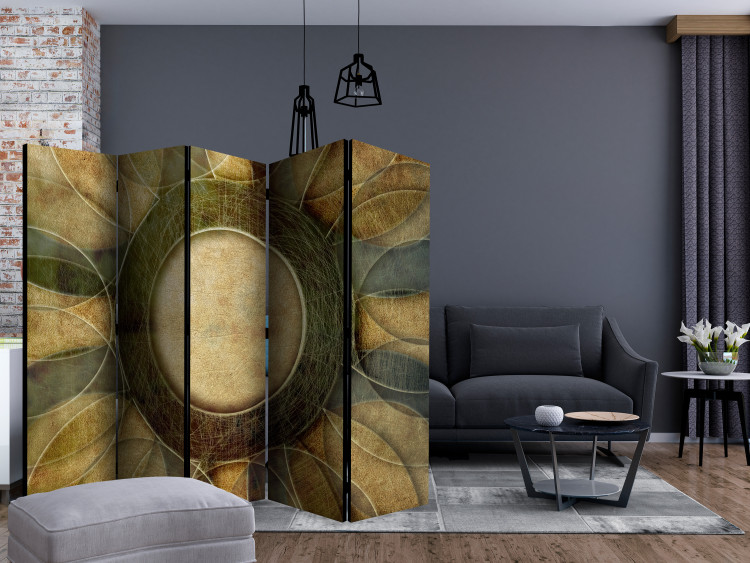 Room Divider Screen Flower - Retro Style II (5-piece) - brown abstraction with Mandala 133412 additionalImage 4