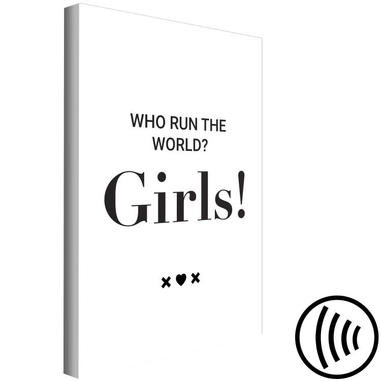 Canvas Who rules the world? Girls! - black and white graphic and inscription 134212 additionalImage 6