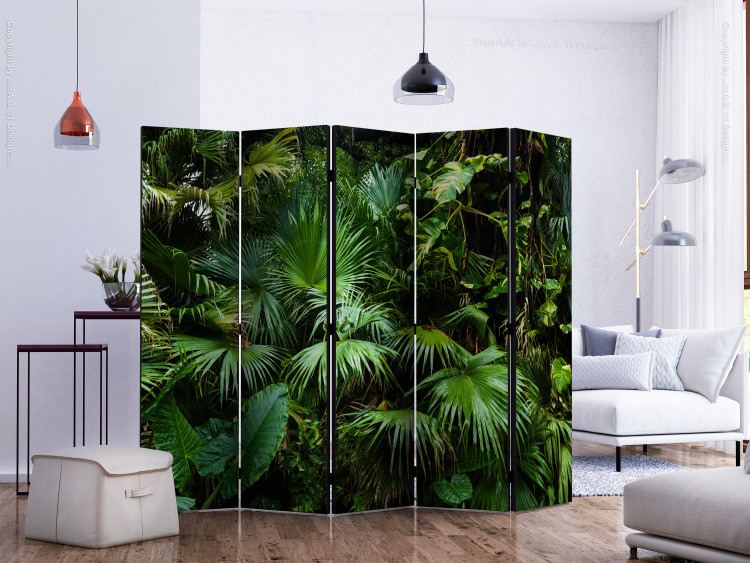 Room Separator Sunny Jungle II (5-piece) - green leaves of wild plants 134312 additionalImage 2