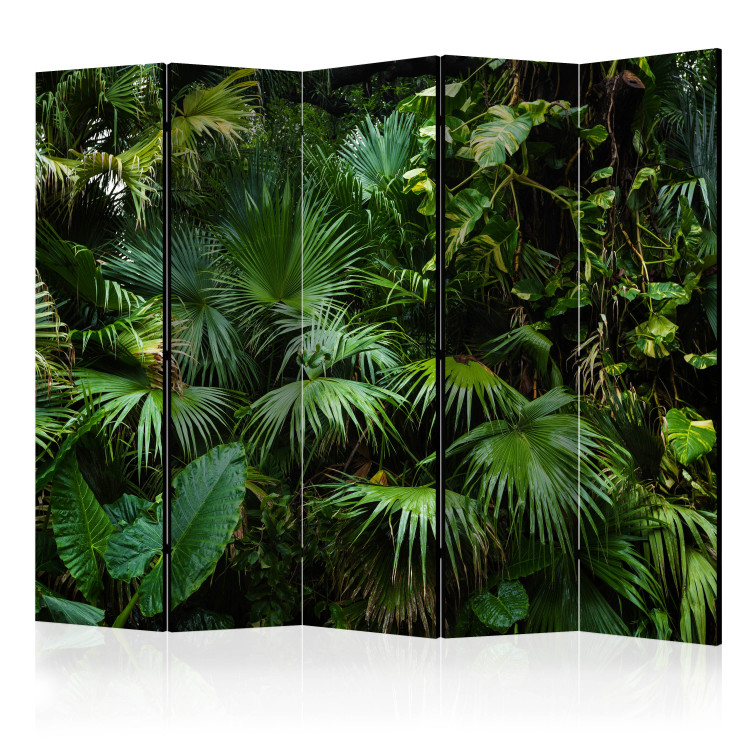 Room Separator Sunny Jungle II (5-piece) - green leaves of wild plants 134312