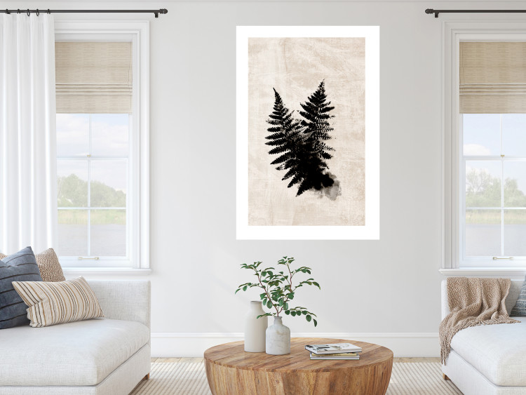 Poster Fern Trace - dark plant composition on a beige textured background 134512 additionalImage 3
