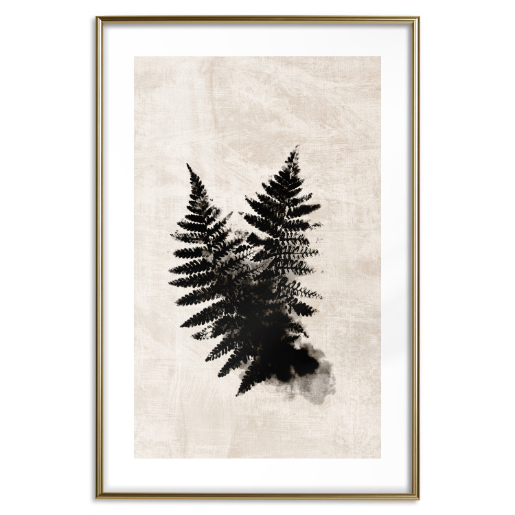 Poster Fern Trace - dark plant composition on a beige textured background 134512 additionalImage 20