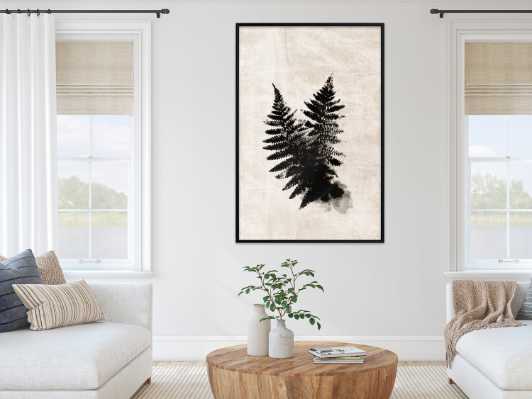 Poster Fern Trace - dark plant composition on a beige textured background 134512 additionalImage 6