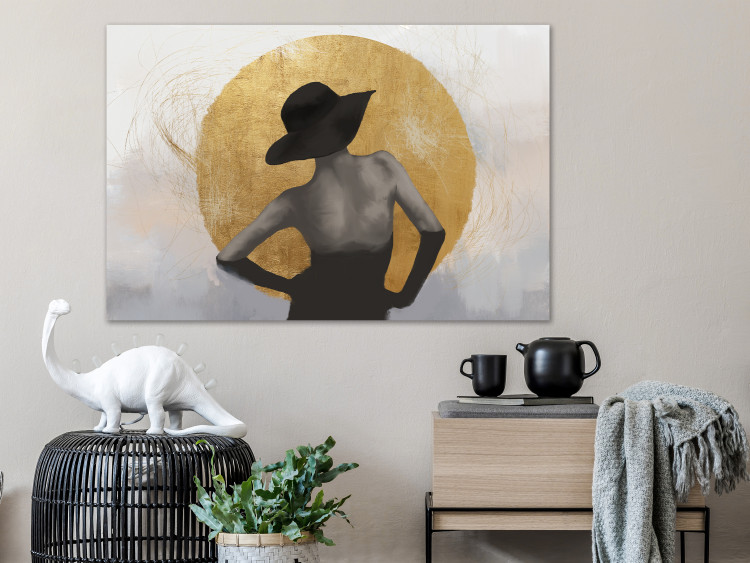 Canvas Print Under the Sun (1-piece) Wide - abstract woman with a hat 134912 additionalImage 3