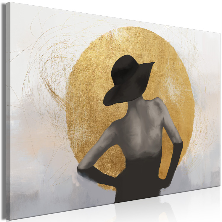 Canvas Print Under the Sun (1-piece) Wide - abstract woman with a hat 134912 additionalImage 2