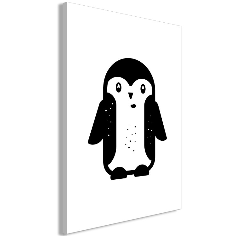 Canvas Art Print Small penguine - drawing image of animal, black and white 135212 additionalImage 2