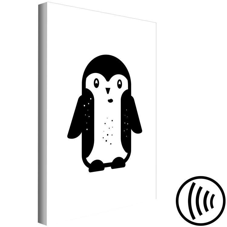 Canvas Art Print Small penguine - drawing image of animal, black and white 135212 additionalImage 6