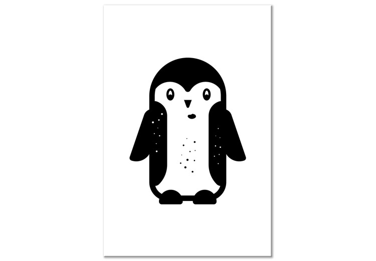 Canvas Art Print Small penguine - drawing image of animal, black and white 135212