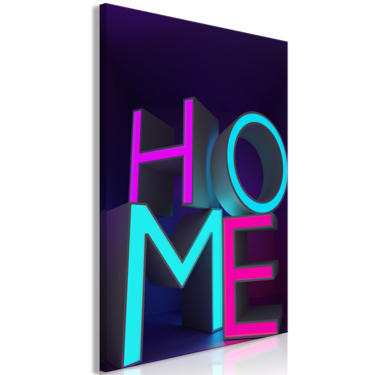 Canvas Art Print Neon Home (1-piece) Vertical - 3D neon English text 135412 additionalImage 2