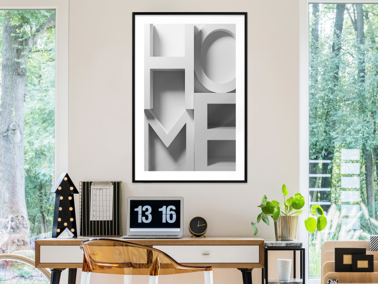 Poster Home in Grays - English texts with 3D effect on a light background 135512 additionalImage 9
