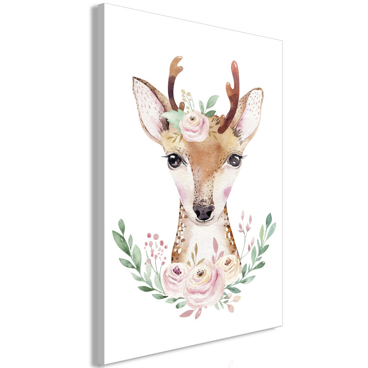 Canvas Print Deer with flowers - a colorful illustration with a pet for children 135712 additionalImage 2