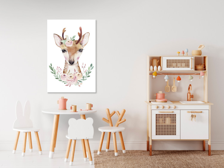 Canvas Print Deer with flowers - a colorful illustration with a pet for children 135712 additionalImage 3