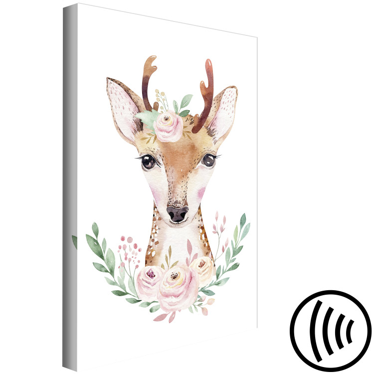 Canvas Print Deer with flowers - a colorful illustration with a pet for children 135712 additionalImage 6