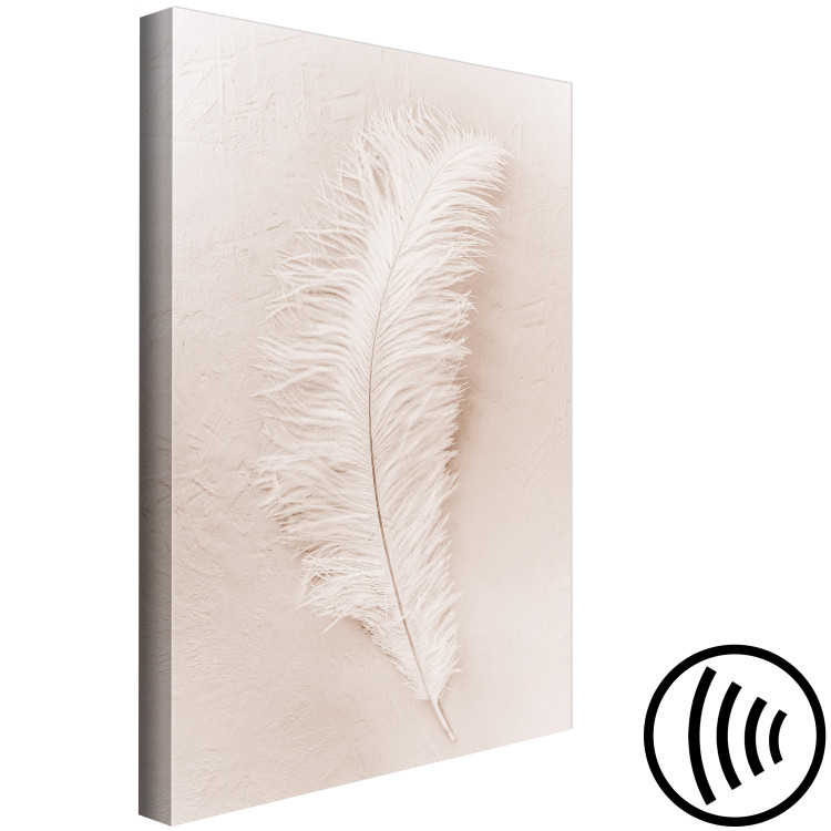 Canvas Print White feather on a beige counter - Scandi Boho style composition 136512 additionalImage 6