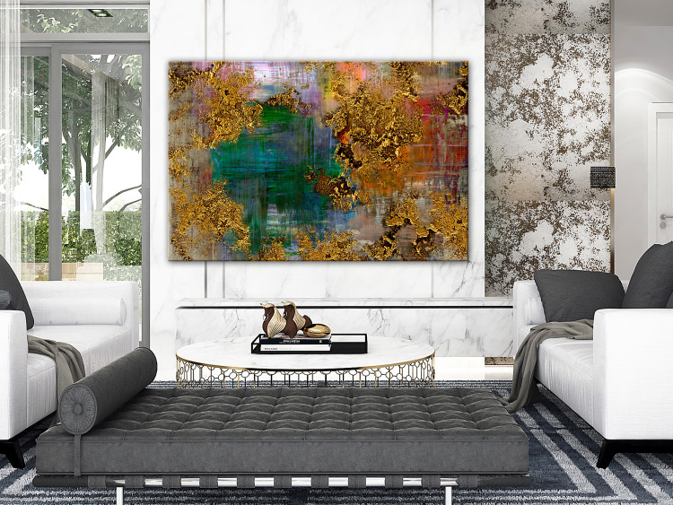 Canvas Art Print Gift (1-piece) Wide - abstraction with a touch of golden texture 137512 additionalImage 3