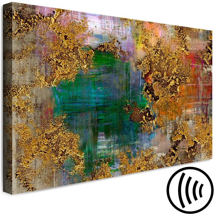 Canvas Art Print Gift (1-piece) Wide - abstraction with a touch of golden texture 137512 additionalImage 6