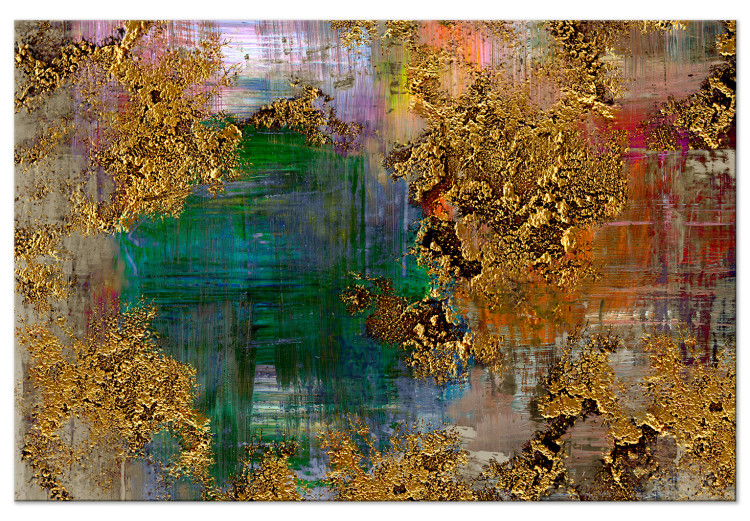Canvas Art Print Gift (1-piece) Wide - abstraction with a touch of golden texture 137512