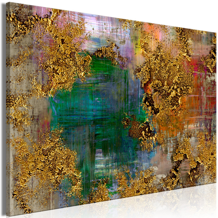 Canvas Art Print Gift (1-piece) Wide - abstraction with a touch of golden texture 137512 additionalImage 2
