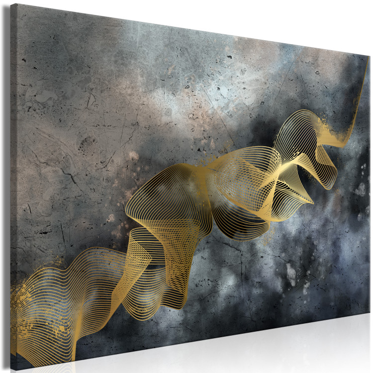 Canvas Print Linearity of Time (1-piece) Wide - golden abstraction and dark background 138112 additionalImage 2