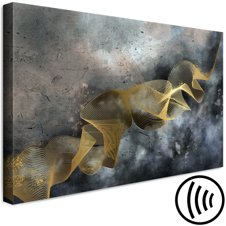 Canvas Print Linearity of Time (1-piece) Wide - golden abstraction and dark background 138112 additionalImage 6