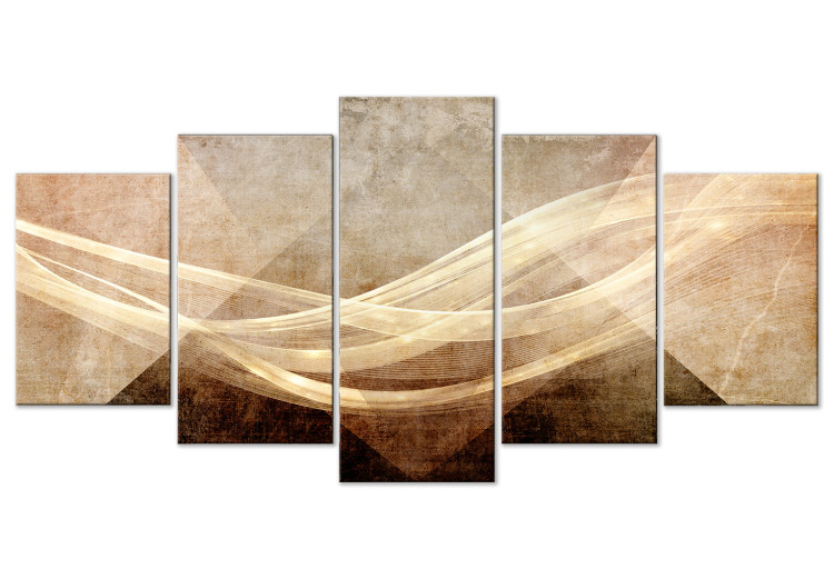 Canvas Desert Wind (5-piece) Wide - abstraction in sunny waves 143512