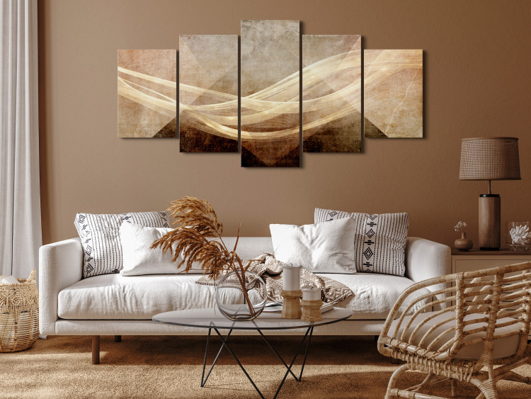 Canvas Desert Wind (5-piece) Wide - abstraction in sunny waves 143512 additionalImage 3
