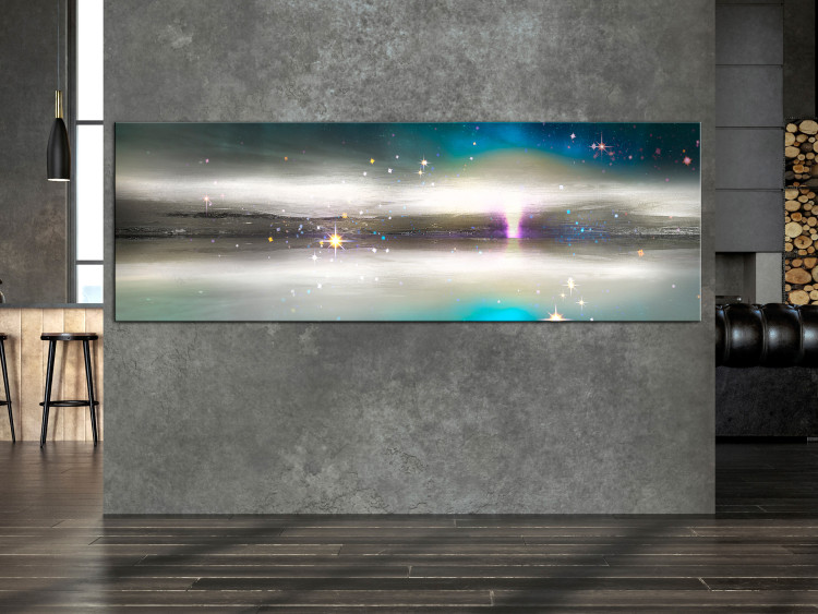 Canvas Lake with Turquoise Accent (1-piece) - modern abstraction 143812 additionalImage 3