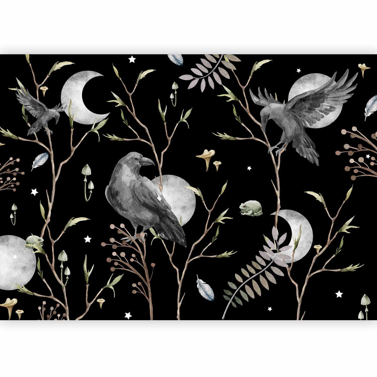 Wall Mural Magic Dream - Enchanted Ravens in the Branches Against the Background of Moons 146012 additionalImage 5