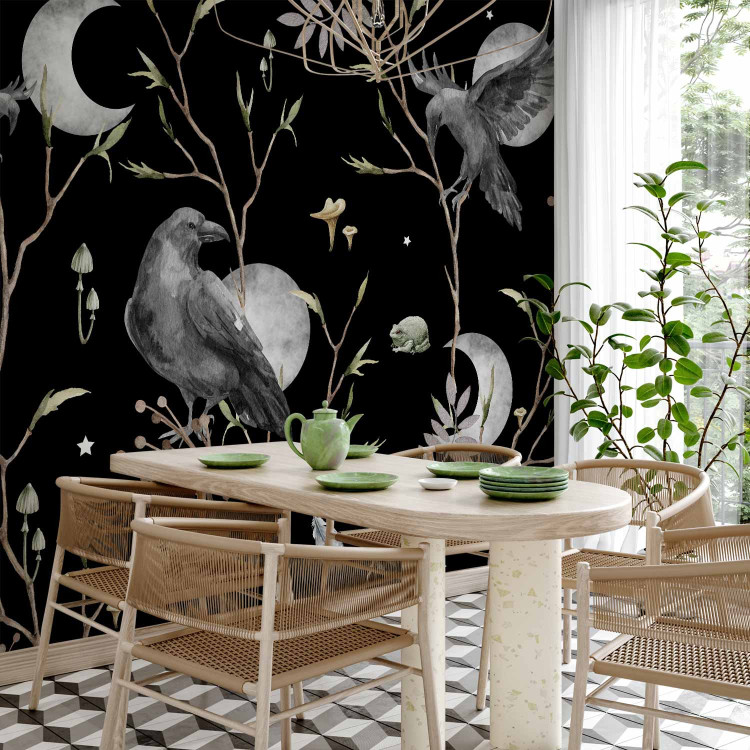 Wall Mural Magic Dream - Enchanted Ravens in the Branches Against the Background of Moons 146012 additionalImage 4
