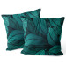 Decorative Velor Pillow Leafy thickets - a graphic floral pattern in shades of sea green 147112 additionalThumb 3