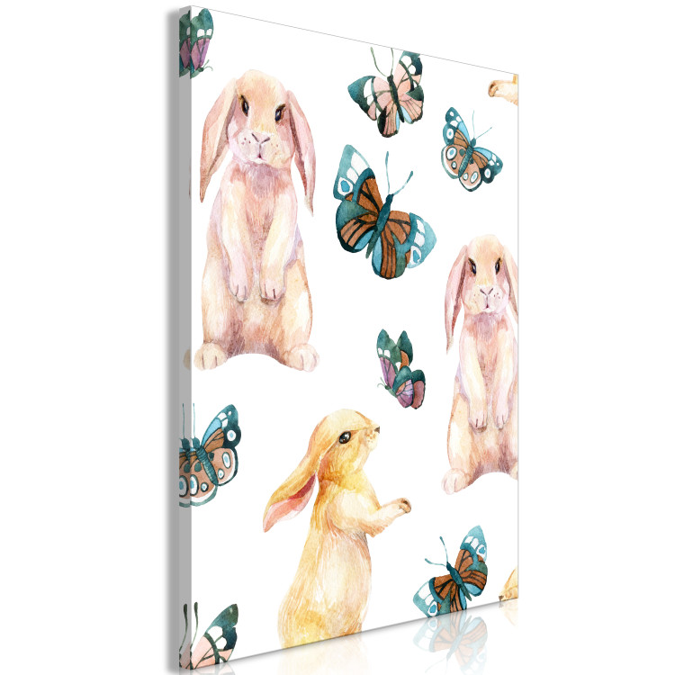 Canvas Art Print Bunnies for Children - Funny Drawing Painted With Watercolor 149812 additionalImage 2