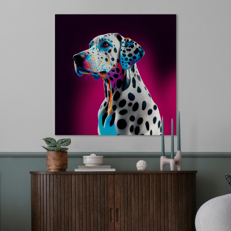 Canvas Print AI Dalmatian Dog - Spotted Animal in a Pink Room - Square 150212 additionalImage 5