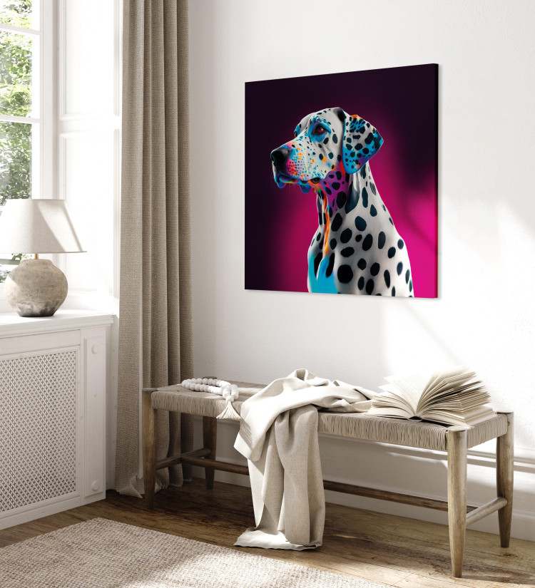 Canvas Print AI Dalmatian Dog - Spotted Animal in a Pink Room - Square 150212 additionalImage 10