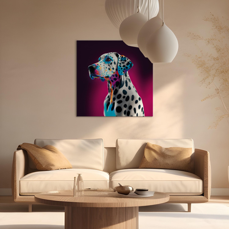 Canvas Print AI Dalmatian Dog - Spotted Animal in a Pink Room - Square 150212 additionalImage 9