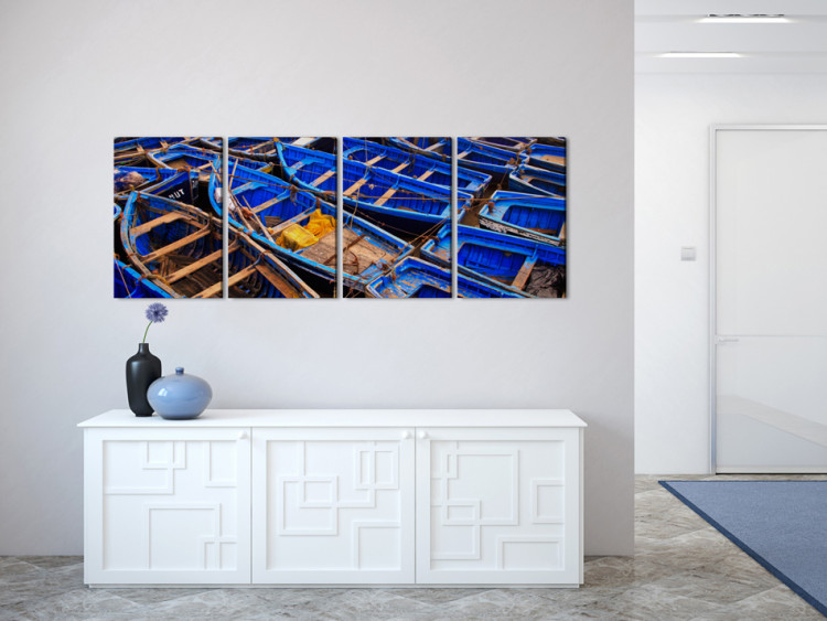 Canvas Print Moored boats - maritime landscape in blue colors 59012 additionalImage 3