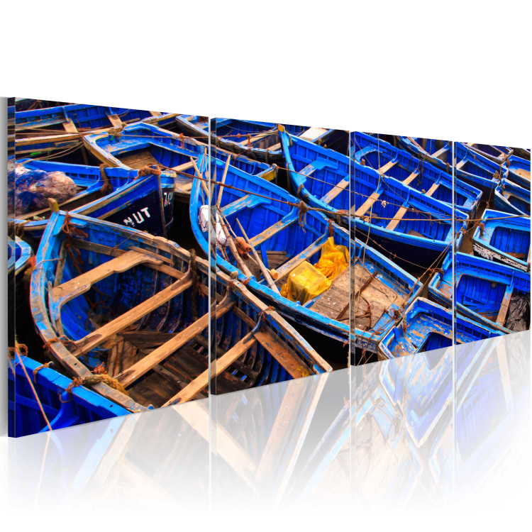 Canvas Print Moored boats - maritime landscape in blue colors 59012 additionalImage 2