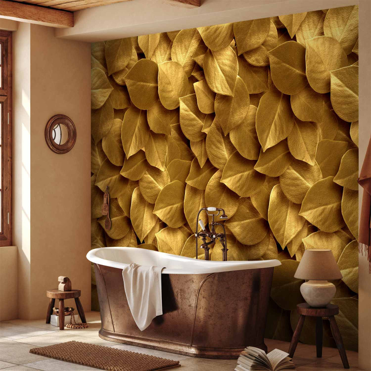 Wall Mural Priceless nature - solid background with pattern of golden tree leaves 64412 additionalImage 8