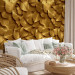 Wall Mural Priceless nature - solid background with pattern of golden tree leaves 64412